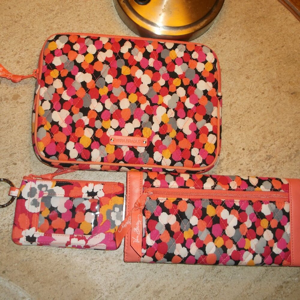 Vera Bradley 3-Piece Floral Set – Wallet, Cosmetic Bag & Zip ID Case, ✈️ Travel